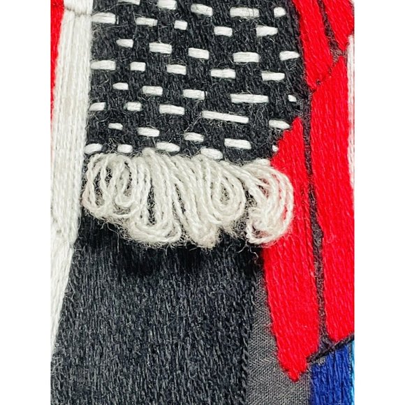 Solola Black Stretched Folk Art Embroidered Spanish Textile Frameless Picture - Picture 12 of 12